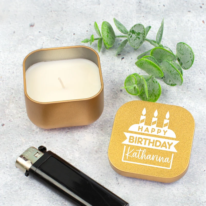 Mini Duftkerze als Geschenk zum Geburtstag personalisiert mit Name | Gold oder Rosé