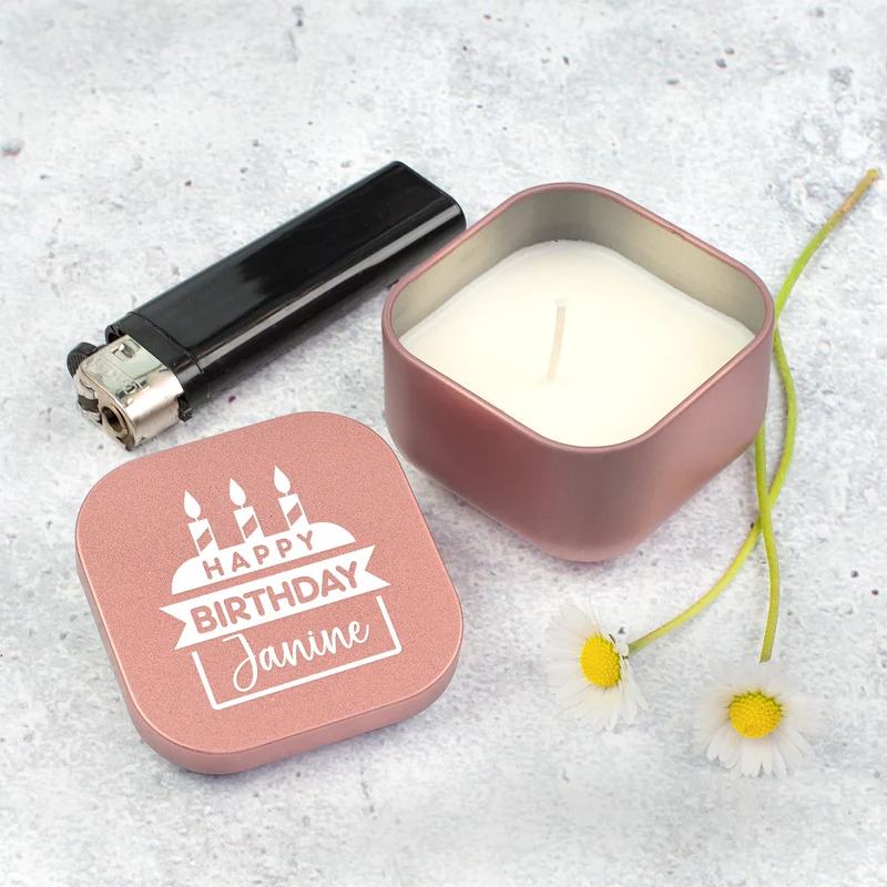 Mini Duftkerze als Geschenk zum Geburtstag personalisiert mit Name | Gold oder Rosé