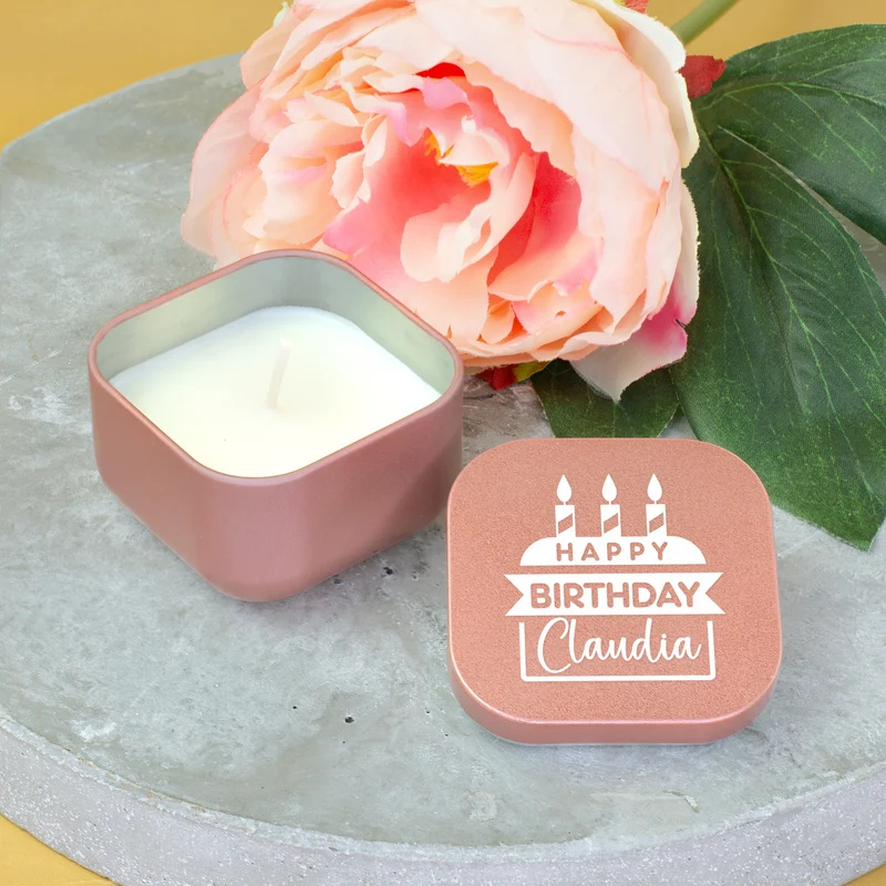 Mini Duftkerze als Geschenk zum Geburtstag personalisiert mit Name | Gold oder Rosé