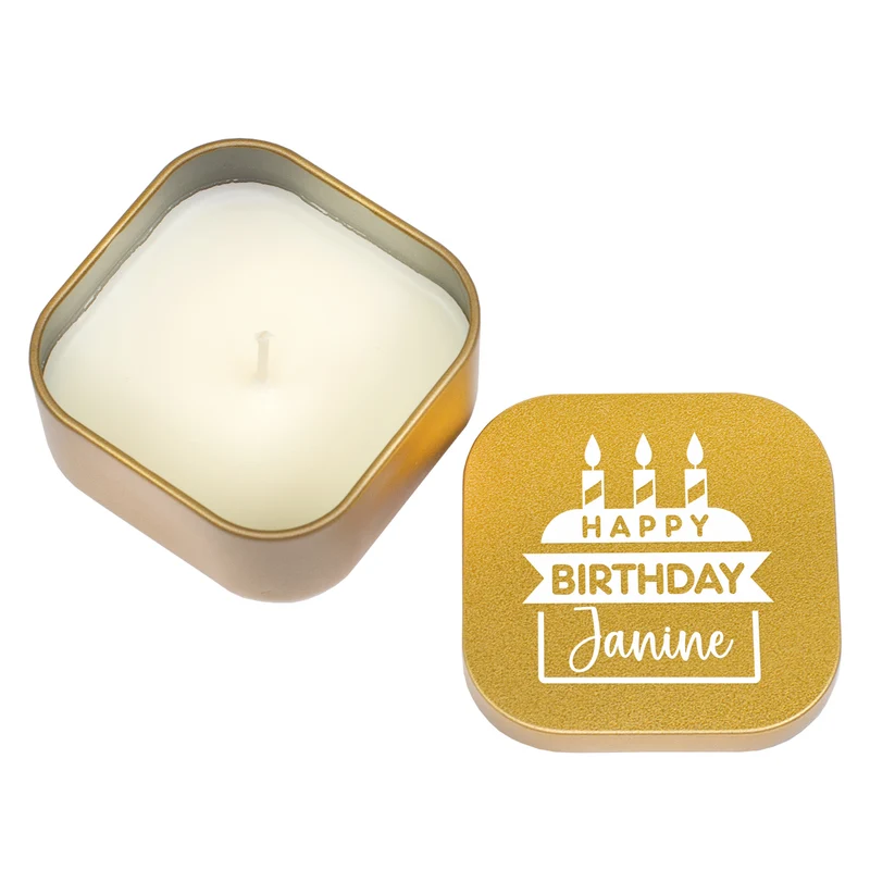 Mini Duftkerze als Geschenk zum Geburtstag personalisiert mit Name | Gold oder Rosé