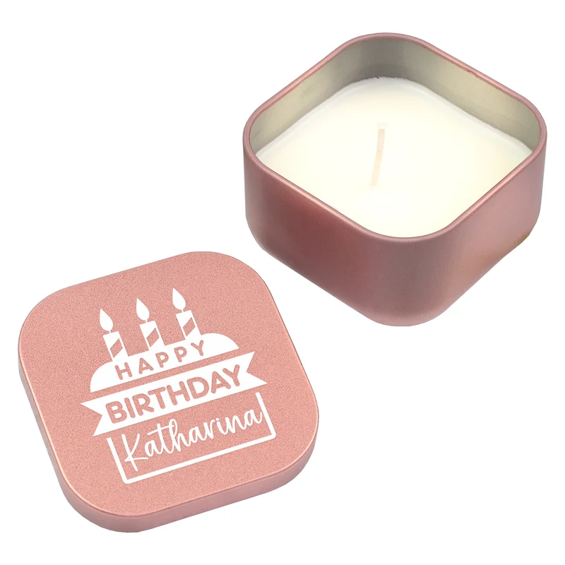 Mini Duftkerze als Geschenk zum Geburtstag personalisiert mit Name | Gold oder Rosé