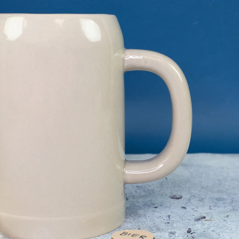 Keramik Bierkrug 'Papa Glück' als Geschenk für Väter | Steingut Bierglas 0,5 oder 1 Liter