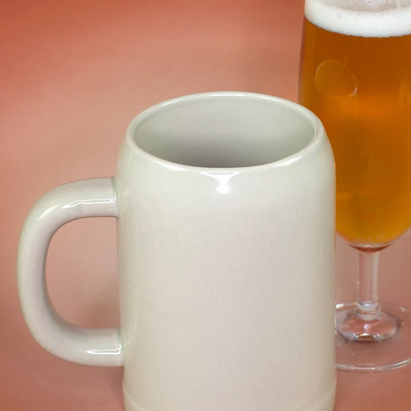 Steingut Bierkrug 'Super Papa' als Geschenk für Väter | Keramik Bierglas 0,5 oder 1 Liter