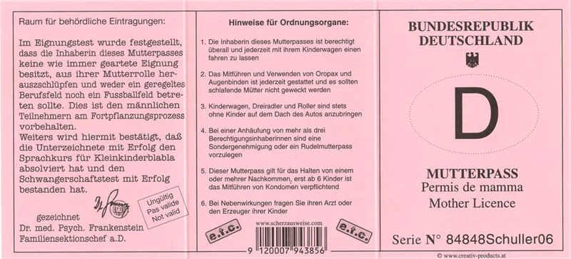 Mutterpass zum Geburtstag