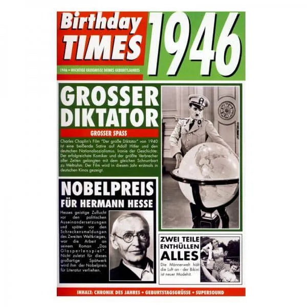 Birthday Times Karte mit Sound 1946