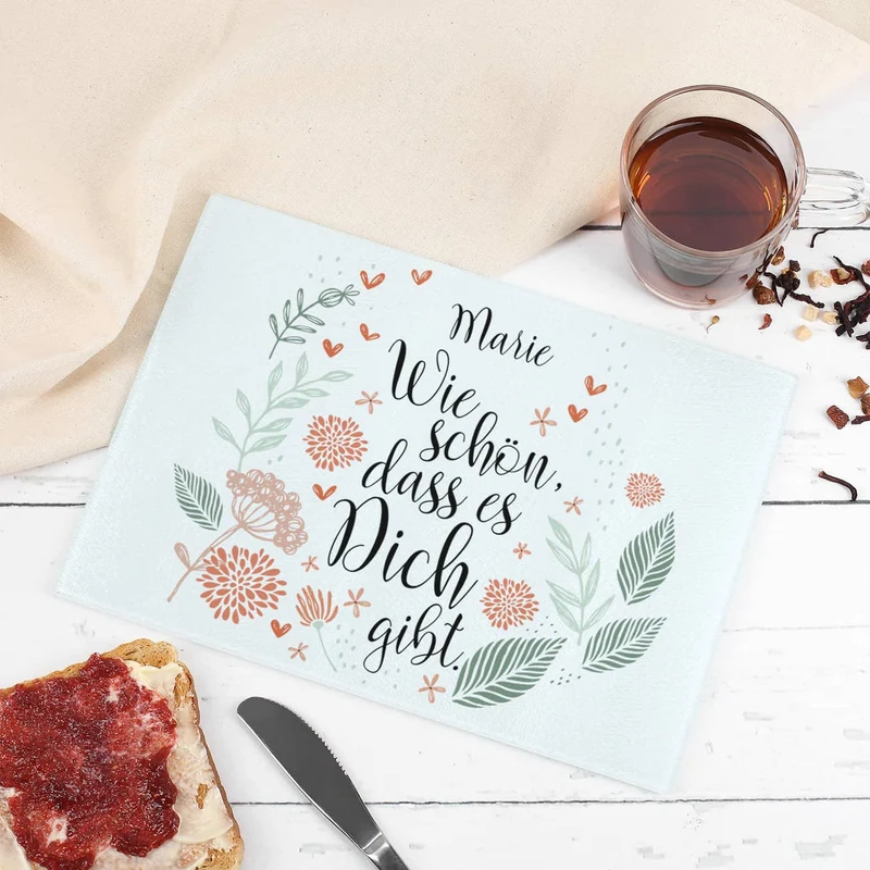 Wie schön, dass es dich gibt- Glasbrettchen mit Name