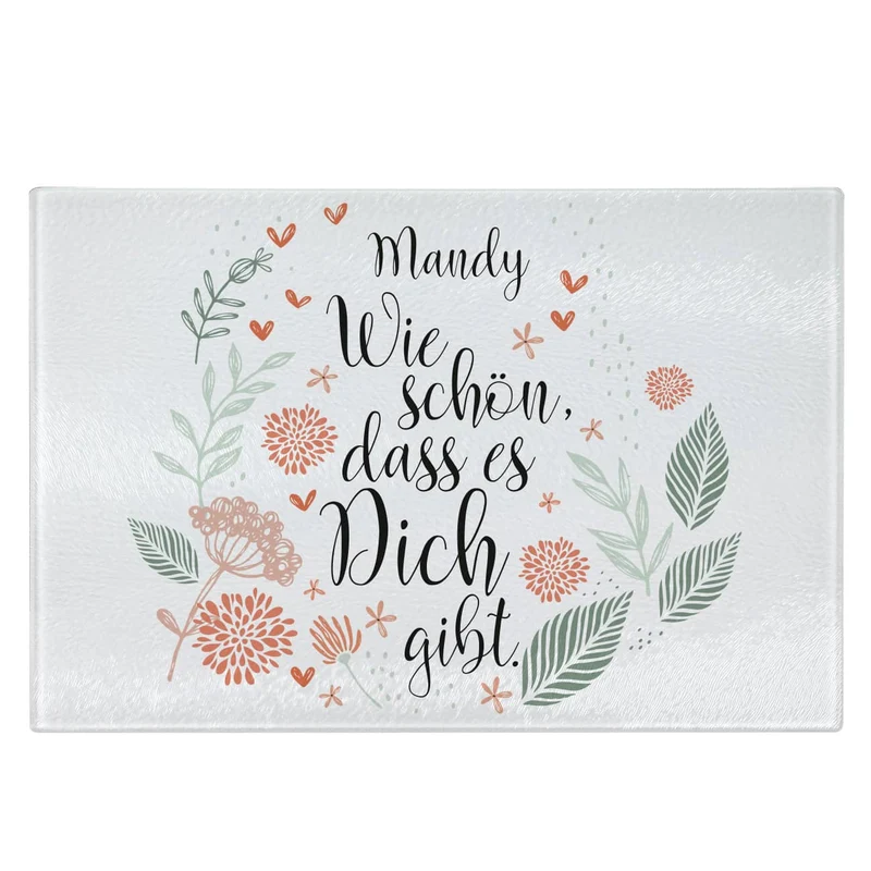 Wie schön, dass es dich gibt- Glasbrettchen mit Name