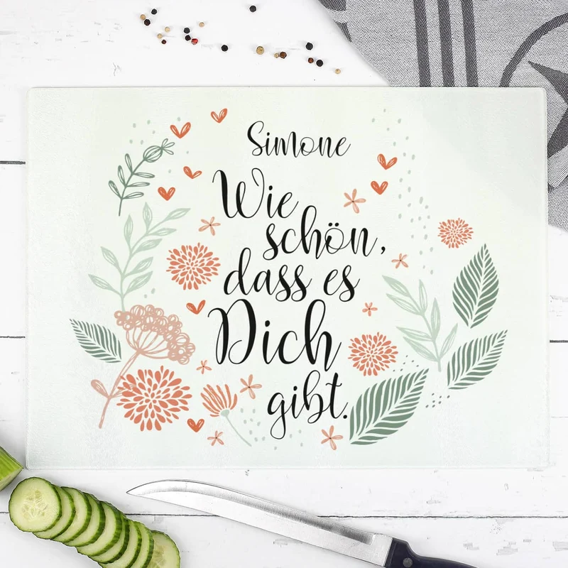 Wie schön, dass es dich gibt- Glasbrettchen mit Name