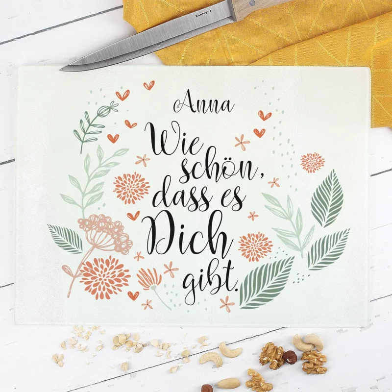 Wie schön, dass es dich gibt- Glasbrettchen mit Name