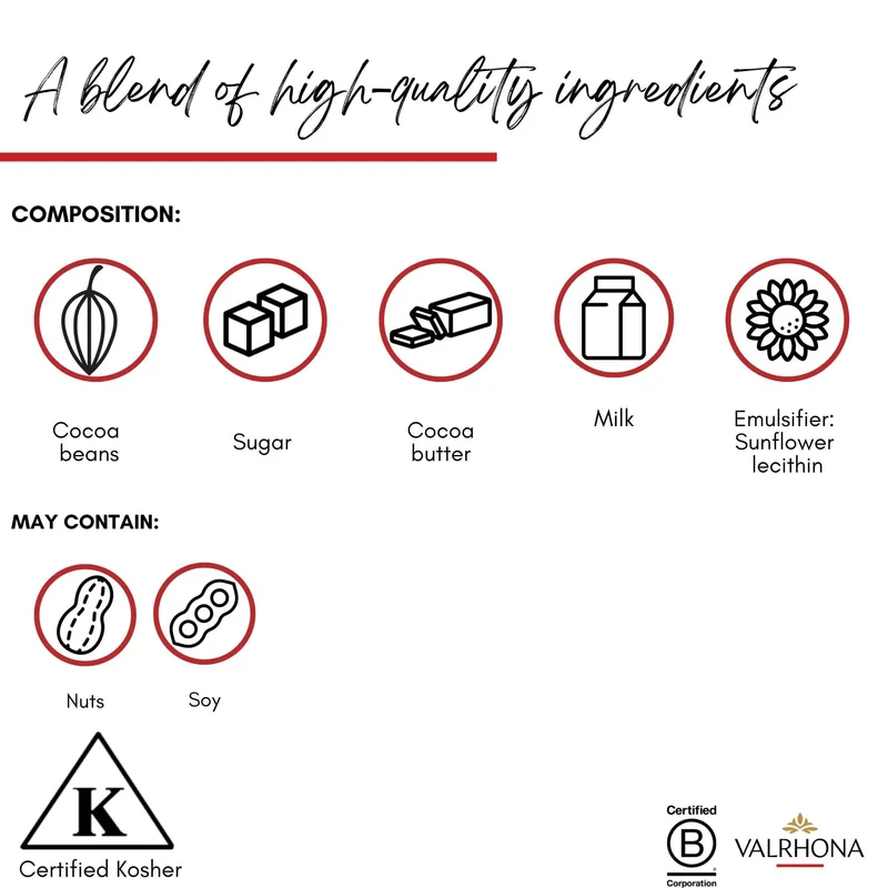 VALRHONA - Sack 1 kg Jivara 40% - Milchschokolade - Sack Bohnen - 1kg
