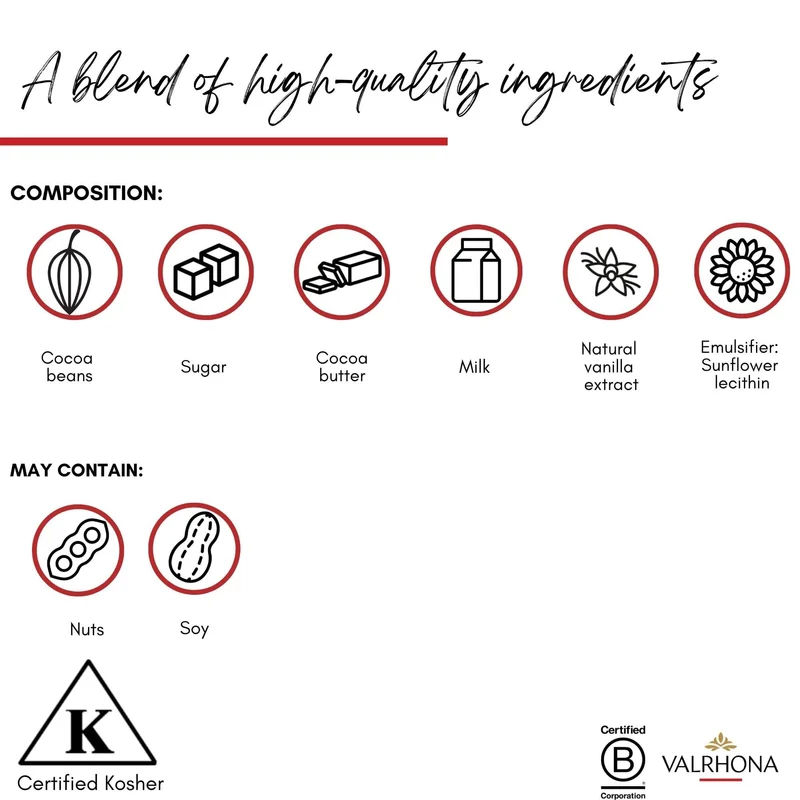 VALRHONA - Sack 1 kg Ivoire 35% - Weiße Schokolade - Sack Bohnen - 1kg