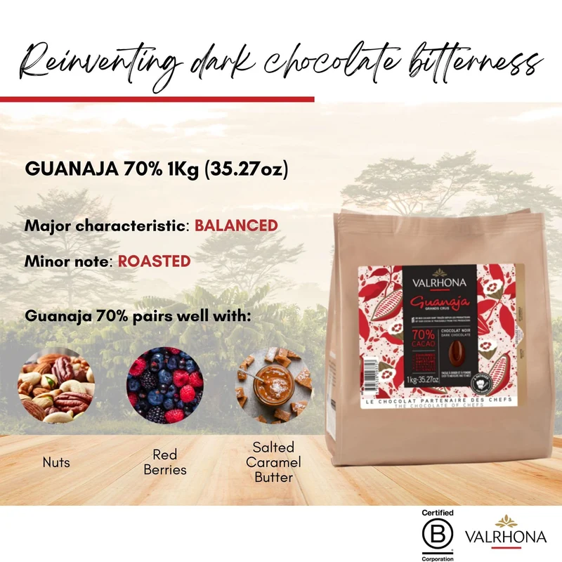 Valrhona Dunkle Schokolade, Guanaja 70%, 1 kg