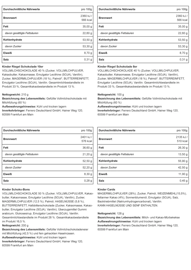 Ferrero Kinderschokolade Probier-Box | Mit Kinder Bueno, Kinderriegel, Schokobons 1200g