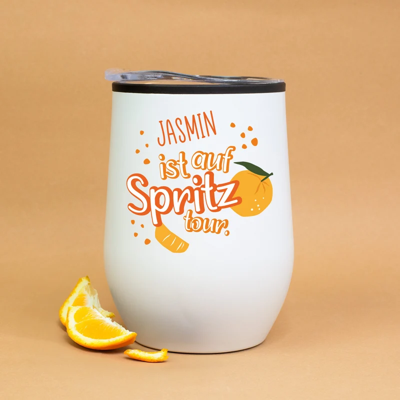 Thermobecher 'Spritztour' personalisiert mit Name | Geschenk für Freundinnen & JGA mit Farbauswahl