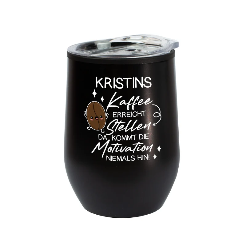 Thermobecher personalisiert mit Name und Spruch | Schwarz oder weiß | Coffee to go Becher als Geschenk