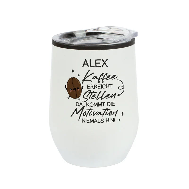 Thermobecher personalisiert mit Name und Spruch | Schwarz oder weiß | Coffee to go Becher als Geschenk