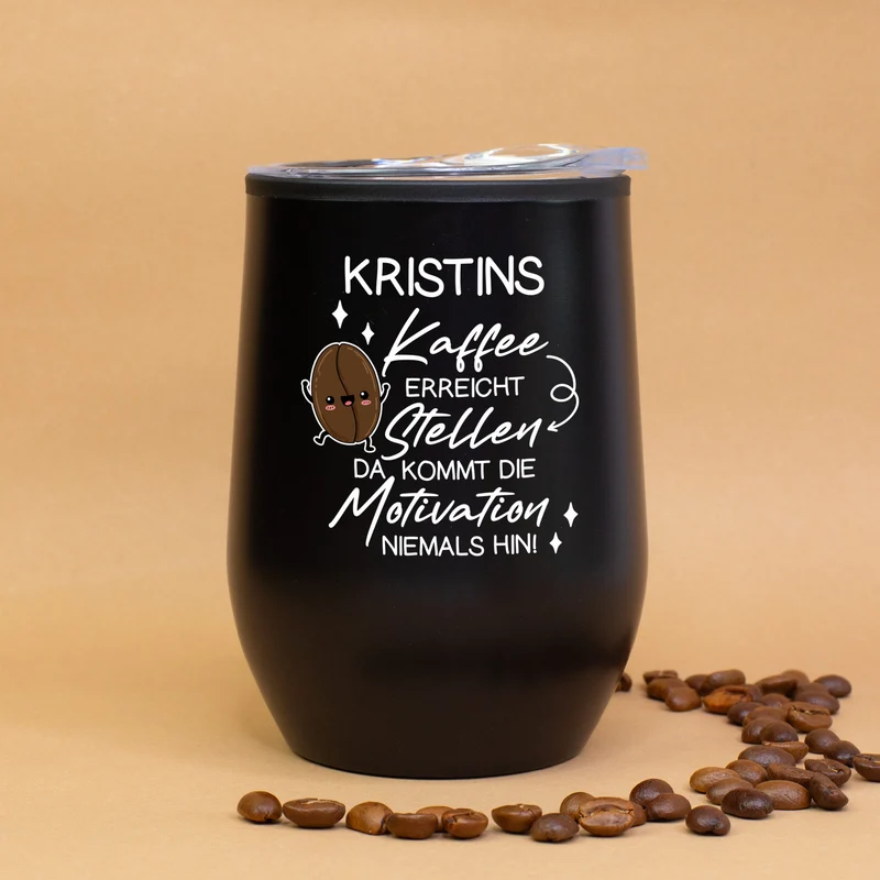 Thermobecher personalisiert mit Name und Spruch | Schwarz oder weiß | Coffee to go Becher als Geschenk