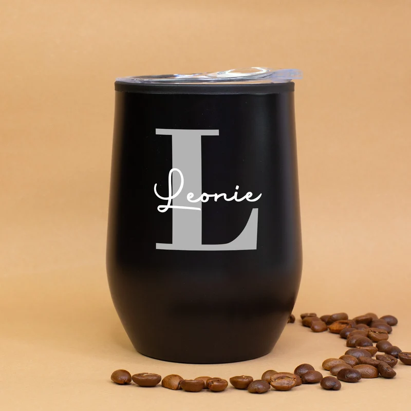 Thermobecher personalisiert mit Initiale & Name in schwarz oder weiß | Coffee to go Becher als Geschenk