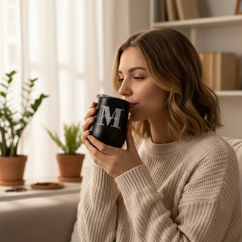 Thermobecher personalisiert mit Initiale & Name in schwarz oder weiß | Coffee to go Becher als Geschenk