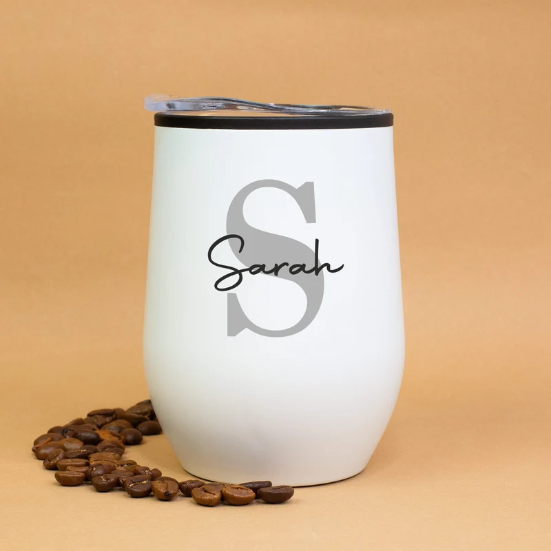 Thermobecher personalisiert mit Initiale & Name in schwarz oder weiß | Coffee to go Becher als Geschenk