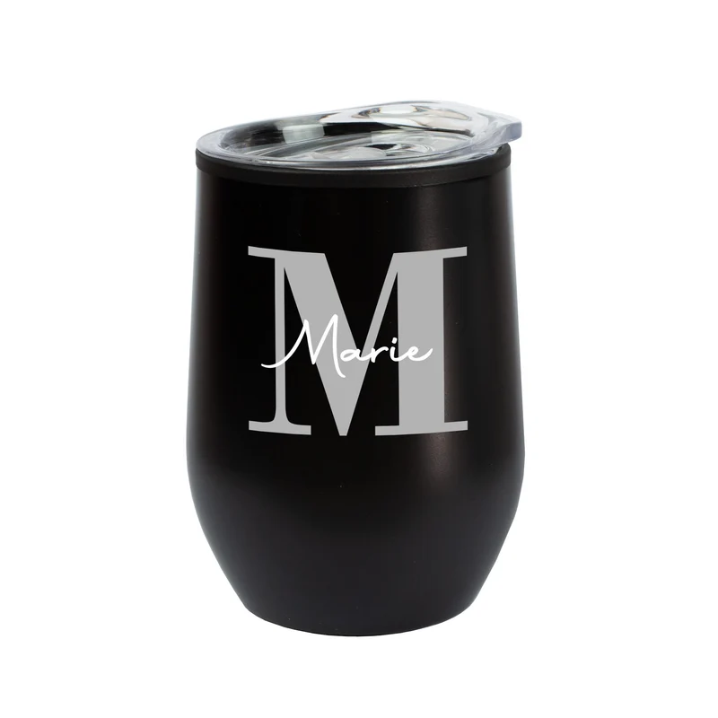 Thermobecher personalisiert mit Initiale & Name in schwarz oder weiß | Coffee to go Becher als Geschenk