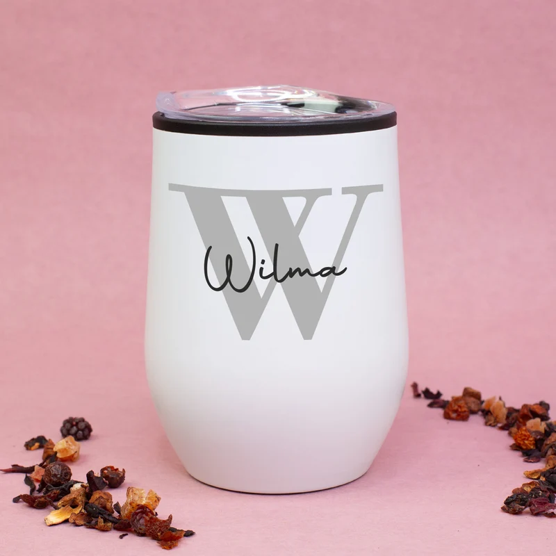 Thermobecher personalisiert mit Initiale & Name in schwarz oder weiß | Coffee to go Becher als Geschenk