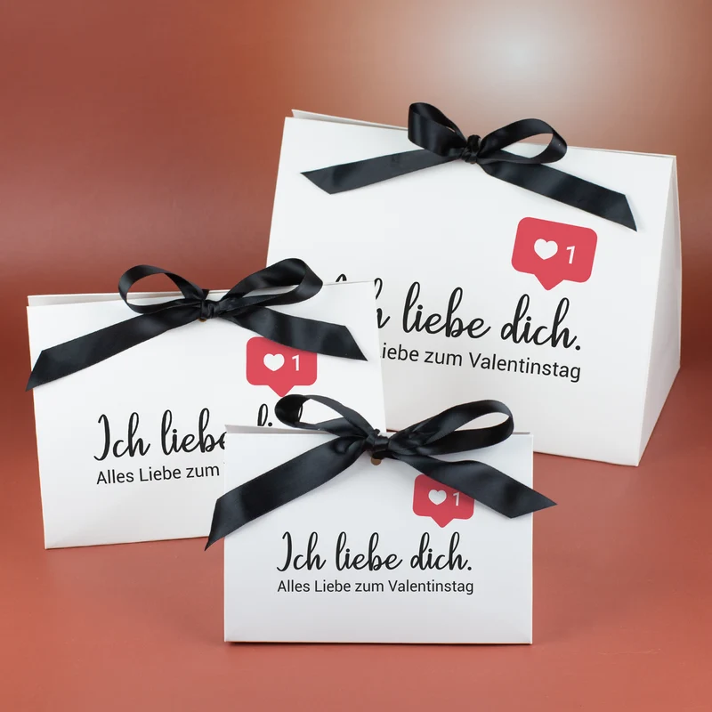 Personalisierte Geschenkverpackung 'Ich liebe dich' mit Wunschtext für Valentinstag & Paare