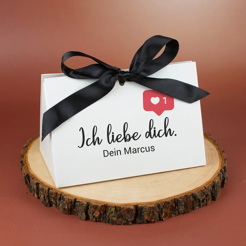 Personalisierte Geschenkverpackung 'Ich liebe dich' mit Wunschtext für Valentinstag & Paare