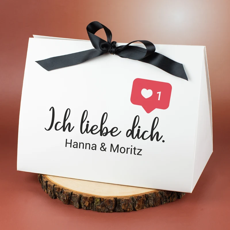 Personalisierte Geschenkverpackung 'Ich liebe dich' mit Wunschtext für Valentinstag & Paare