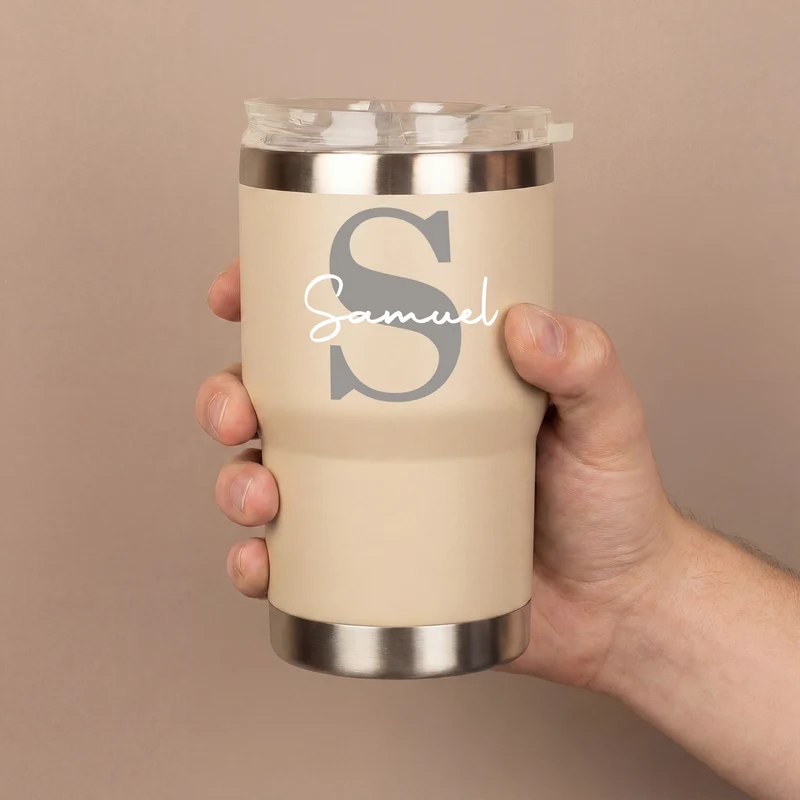 Thermobecher personalisiert mit Initiale & Name | Coffee to Go Becher aus Edelstahl & Keramik