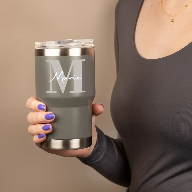 Thermobecher personalisiert mit Initiale & Name | Coffee to Go Becher aus Edelstahl & Keramik