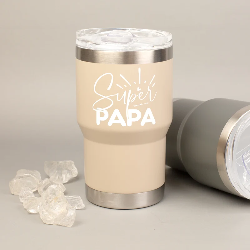 Thermobecher Super Papa aus Edelstahl & Keramik | Coffee to Go Geschenk zum Vatertag & Geburtstag