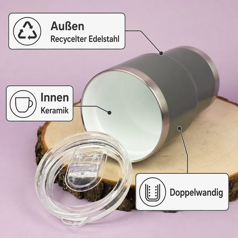 Thermobecher Super Papa aus Edelstahl & Keramik | Coffee to Go Geschenk zum Vatertag & Geburtstag