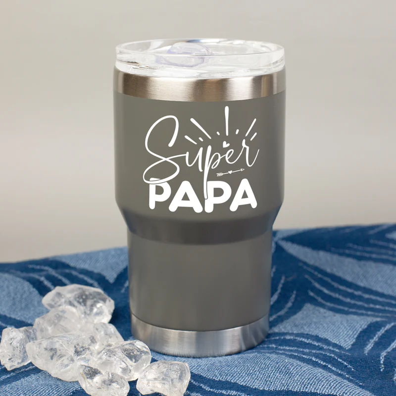 Thermobecher Super Papa aus Edelstahl & Keramik | Coffee to Go Geschenk zum Vatertag & Geburtstag