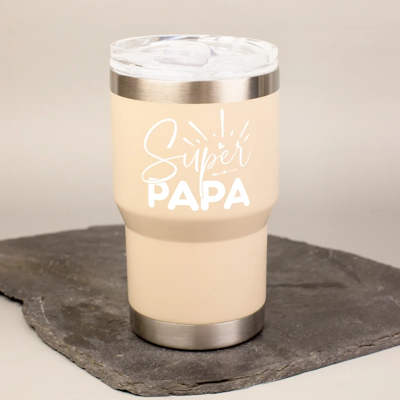 Thermobecher Super Papa aus Edelstahl & Keramik | Coffee to Go Geschenk zum Vatertag & Geburtstag