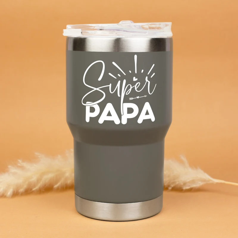 Thermobecher Super Papa aus Edelstahl & Keramik | Coffee to Go Geschenk zum Vatertag & Geburtstag