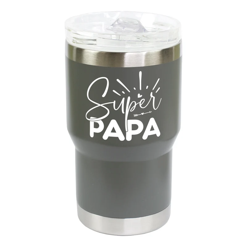 Thermobecher Super Papa aus Edelstahl & Keramik | Coffee to Go Geschenk zum Vatertag & Geburtstag