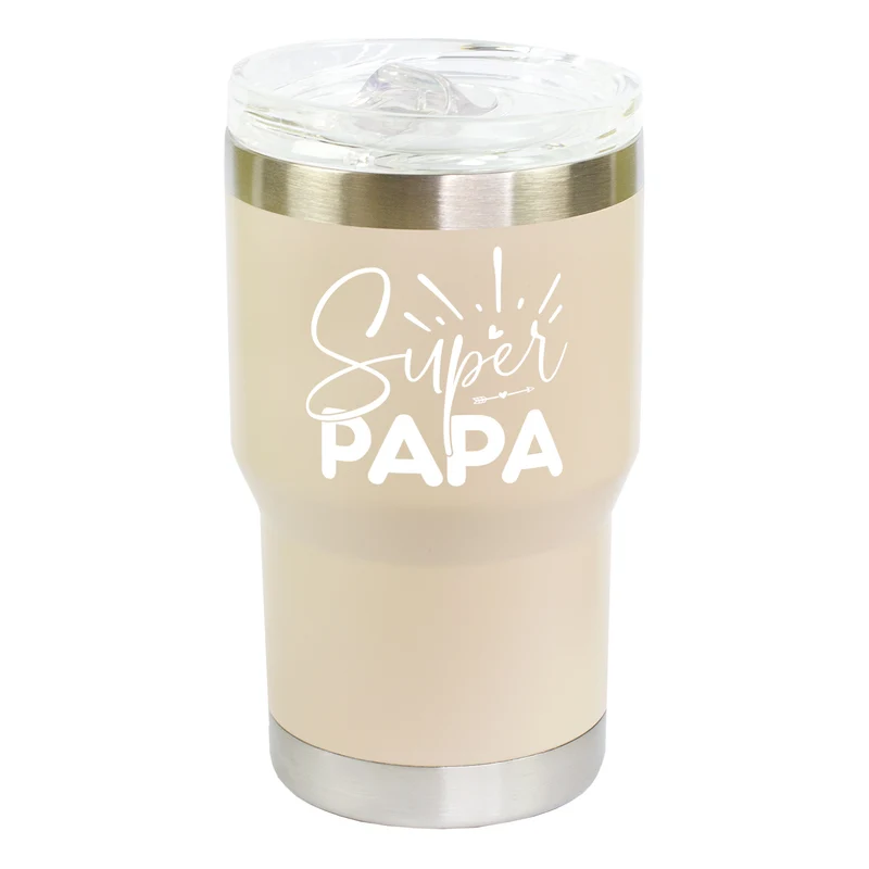 Thermobecher Super Papa aus Edelstahl & Keramik | Coffee to Go Geschenk zum Vatertag & Geburtstag