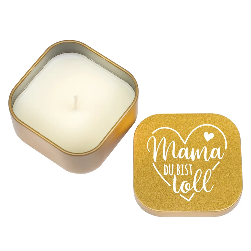 Duftkerze mit Vanilleduft als Geschenk zum Muttertag mit Herz in Gold oder Rosé | Mama du bist toll