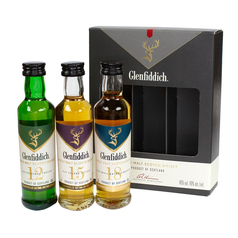 3er Set Glenfiddich Single Malt Whisky 50 ml