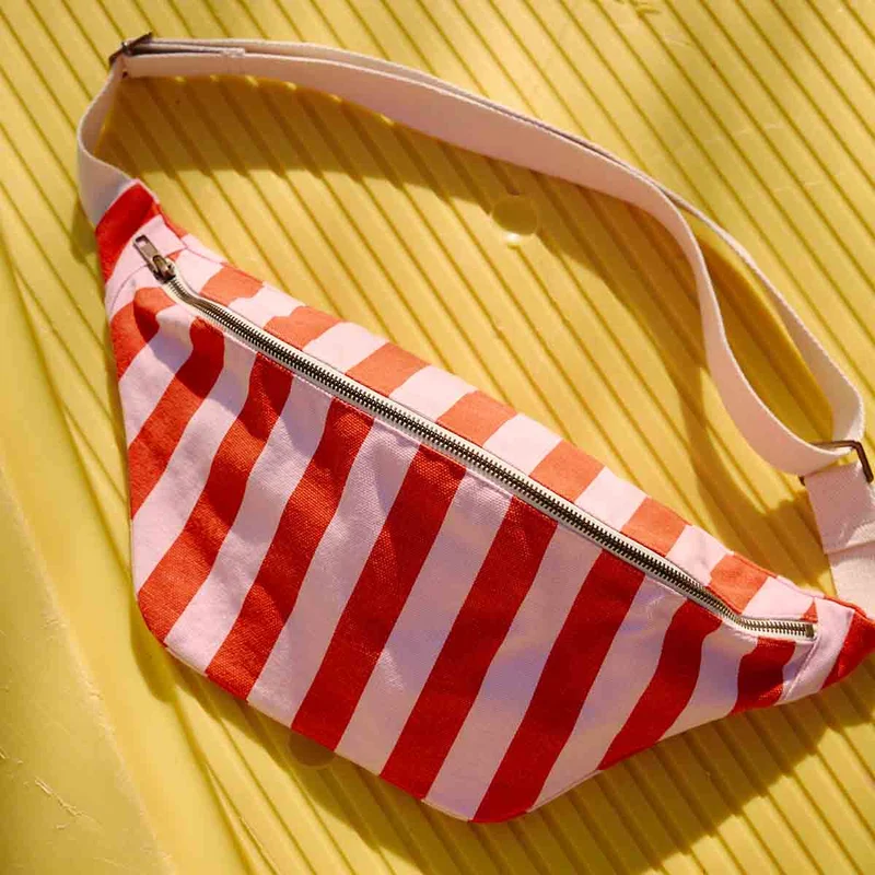 GÜRTELTASCHE STREIFEN TOMATE / CANDY PINK