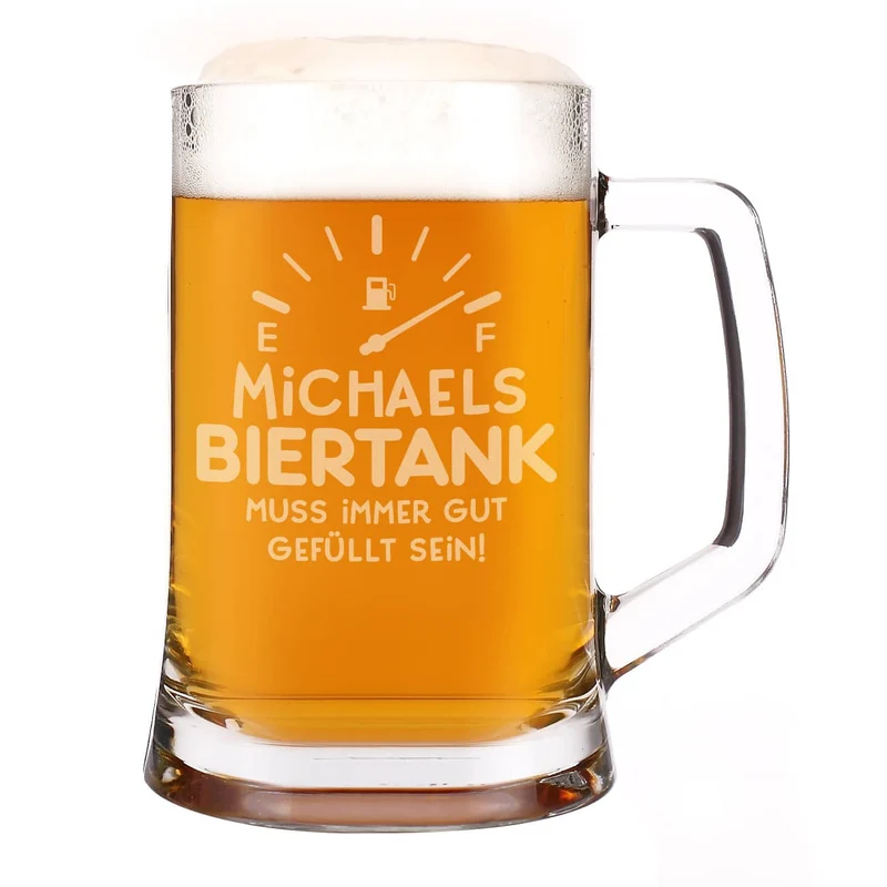 Bierseidelglas "Biertank" mit Namensgravur