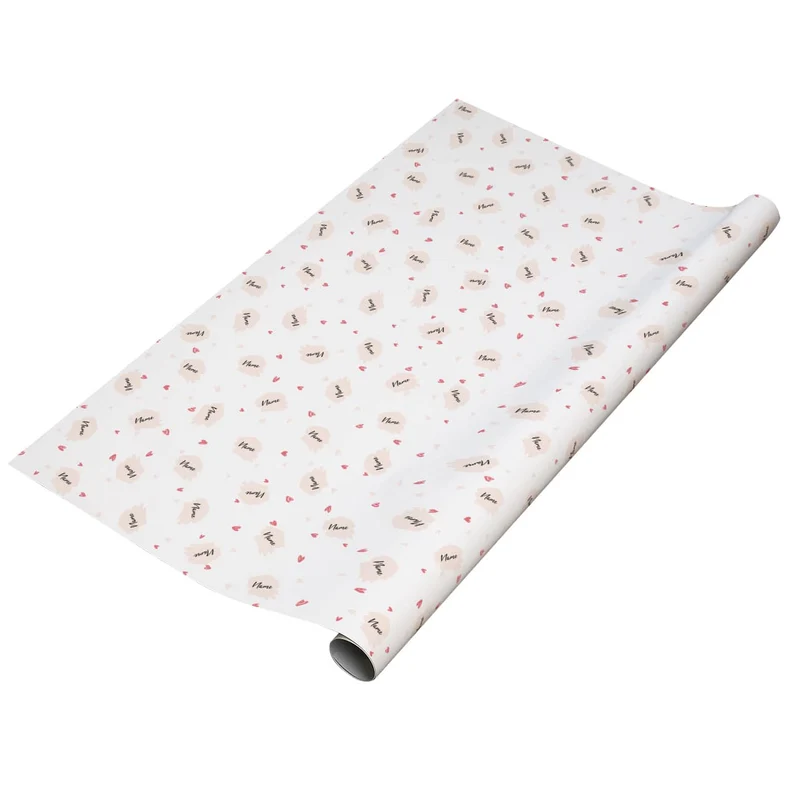 Geschenkpapier mit Herzchen und Wunschname