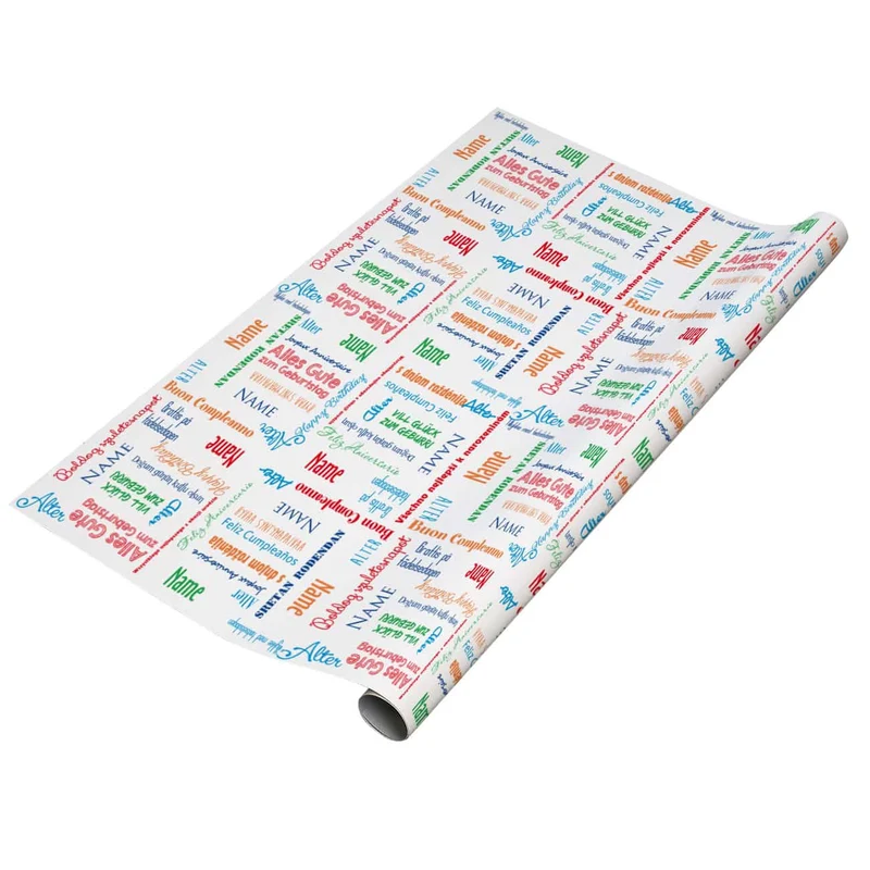 Persönliches Geschenkpapier zum Geburtstag mit Namen und Alter
