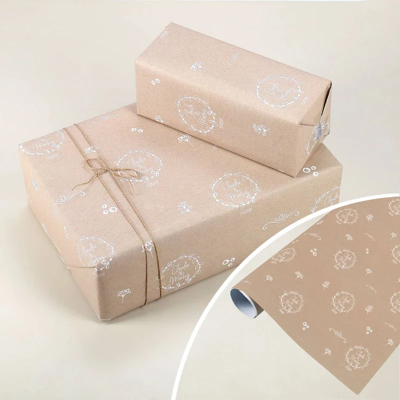 Naturfarbenes Geschenkpapier zur Hochzeit