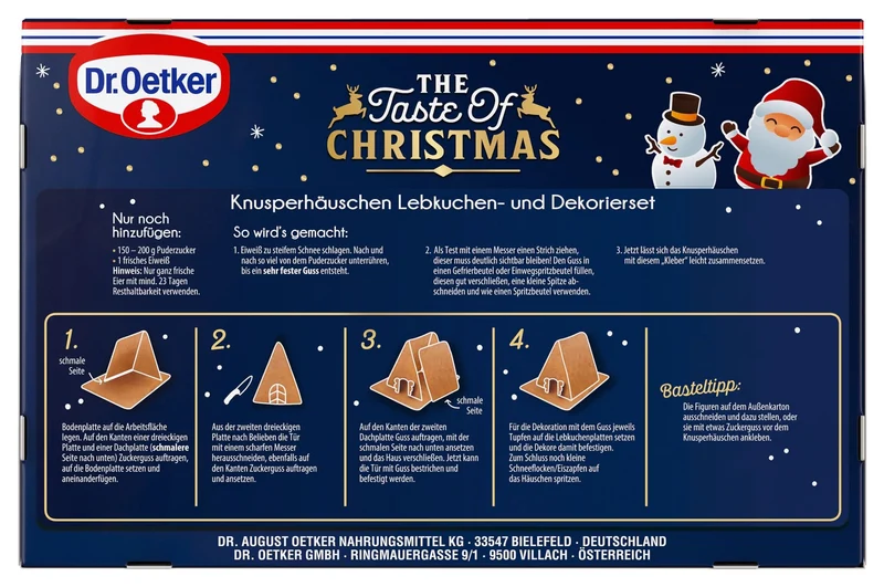 Dr.Oetker Knusper-Häuschen, Lebkuchenhaus Dekorierset zum Basteln, Knusperhaus für die Weihnachtszeit - 403g