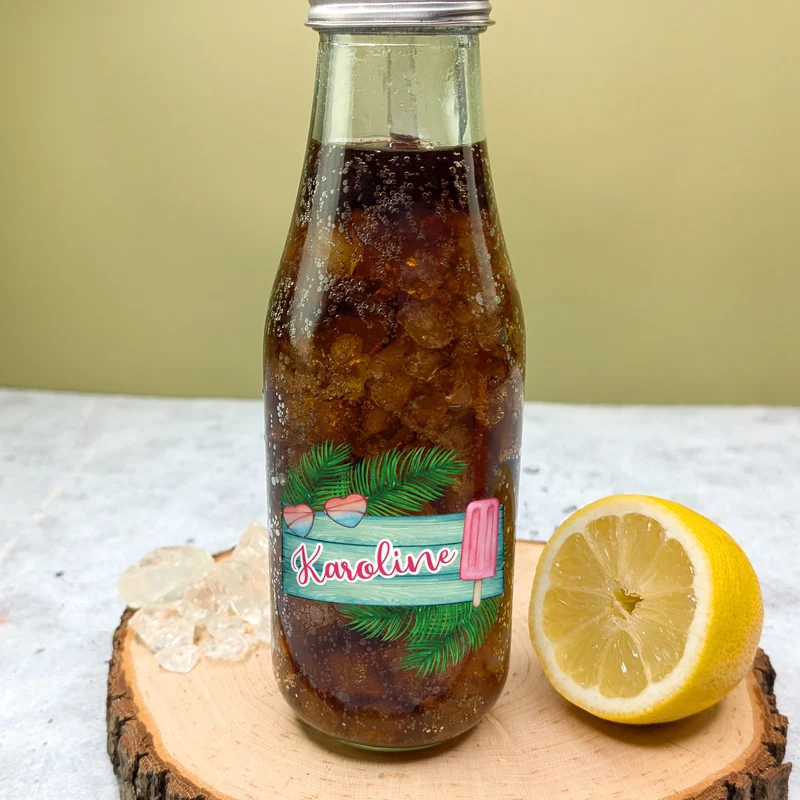 Retro Coca-Cola Trinkflasche aus Glas personalisiert mit Name und Urlaubsmotiv