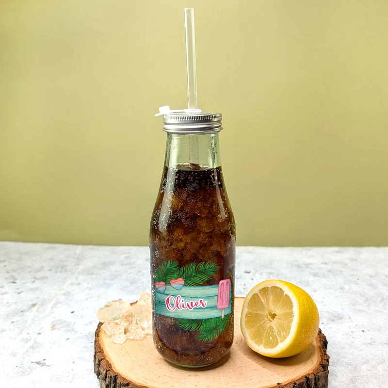 Retro Coca-Cola Trinkflasche aus Glas personalisiert mit Name und Urlaubsmotiv