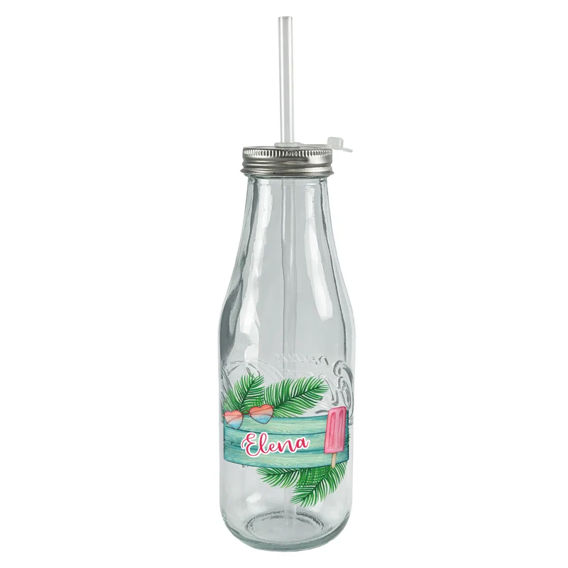 Retro Coca-Cola Trinkflasche aus Glas personalisiert mit Name und Urlaubsmotiv