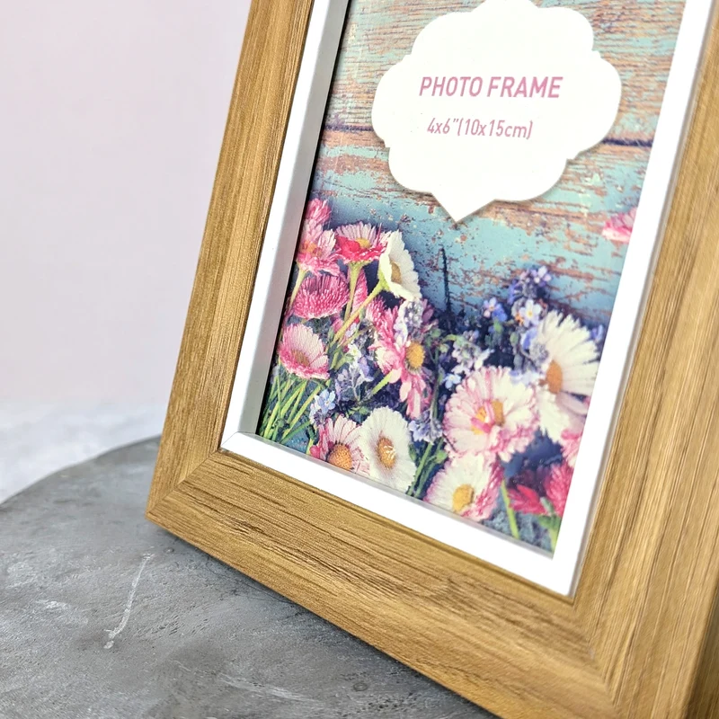 Bilderrahmen für 10 x 15 cm Fotos | Holzoptik mit weißem Innenrahmen